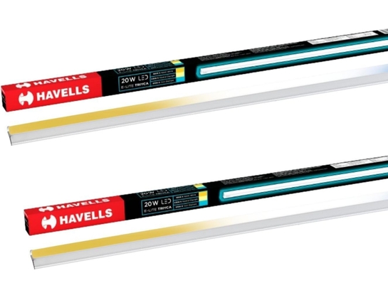 Havells 20W 3 in 1 LED Batten Tubelight|Energy Efficient|Three Color Temperatures(Warm White,Neutral White,Cool White)|Upto 4KV Surge Protection|Made in India |(Triyca)| Pack of 2