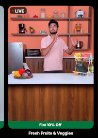 Watch liveshop & Get extra 10% on fruits & vegetables
