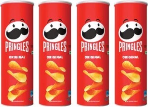 Pringles Potato Chips Original Pack of 4, Salted Flavor, Crispy Snack for Game Nights Chips (4 x 107 g)