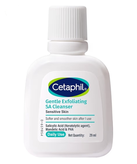 Cetaphil Gentle Exfoliating SA Cleanser 29ml | Daily Foaming Face Wash with Salicylic Acid, Mandelic Acid & Gluconolactone | Smooth, Even Skin | For Sensitive & Acne-Prone Skin