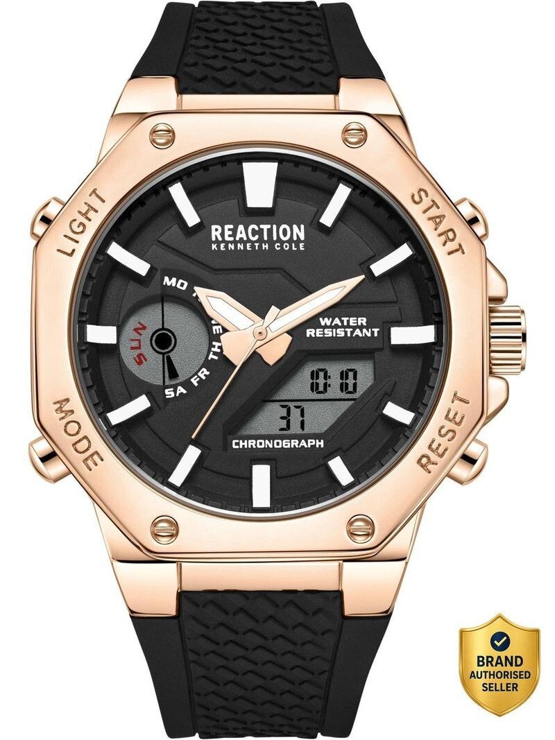 Kenneth Cole Reaction Digi-Analog Black Textured Dial | Chronograph Watch for Men's | KRWGP2191704 Analog-Digital Watch  - For Men KRWGP2191704
