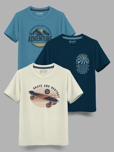 Hellcat Boys Printed Cotton Blend Regular T Shirt (Multicolor, Pa...more
