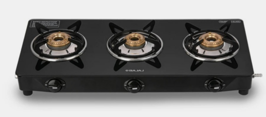 BAJAJ Glass Manual Gas Stove: 2 Burners @ ₹1989 & 3 burner @ ₹2509