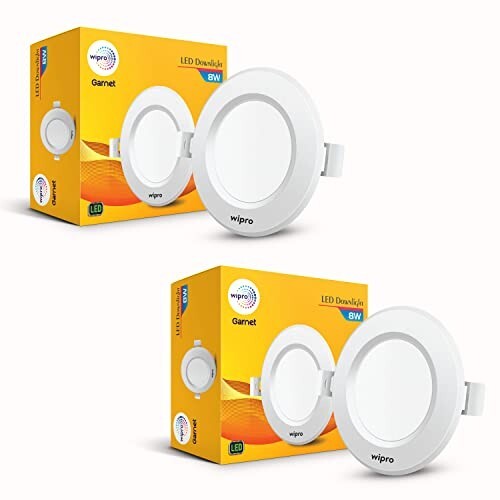 Wipro Garnet 8W Round Downlight Junction Box | Green | Glare-Free Design | Recessed Downlighter for False Ceiling | Cutout ∼ 3 inch | Pack of 2