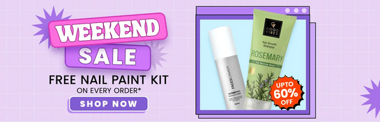Purplle - Weekend Sale | Upto 60% off | Free Nail Paint Kit on Every Order*