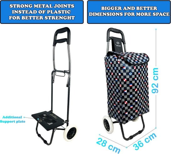 EverBest Shopping Trolley Bag (Black Chess) Luggage Trolley