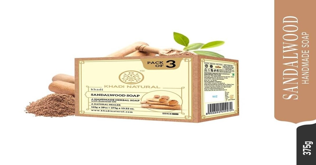 Khadi Natural Sandalwood Handmade Soap | Clean, Tone & Nourish (Pack Of 3)