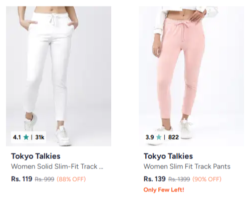 Upto 90% Off on Tokyo Talkies womens Trackpants 