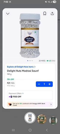 Instamart: Delight Nuts Madrasi Saunf at 21