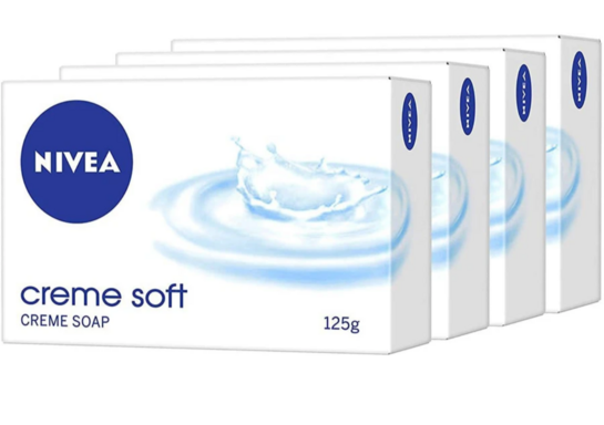 NIVEA Creme Soft Soap, Travel, Handwash, Bath Soap, PH Balanced, for Men & Women (4 x 125 g)