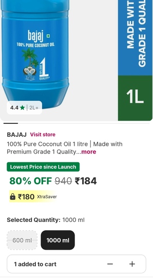Bajaj coconut oil 1L
