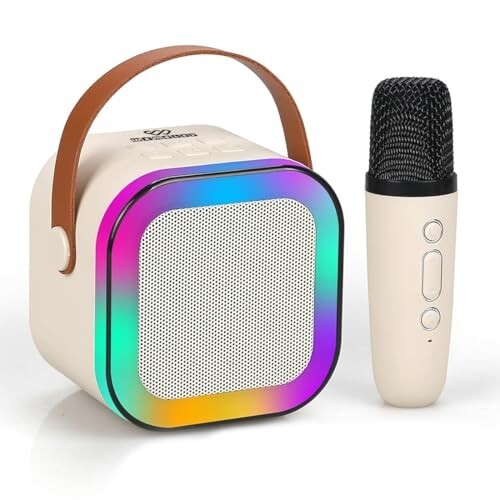 Wembley Karaoke Machine for Kids Adults, Mini Portable Blue-Tooth Karaoke Speaker with Wireless Microphone and Dynamic Lights Birthday Gift Home KTV Outdoor Travel