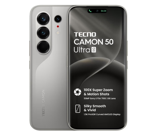 Tecno CAMON 50 Ultra 5G (Nebula Titanium, 8GB+256GB | 100X Super Zoom & Motion Shots 50MP Sony LYTIA 700C OIS Lens | Silky Smooth & Vivid 1.5K ProXDR Curved AMOLED | Slim & Powerful 7.75mm Slim)