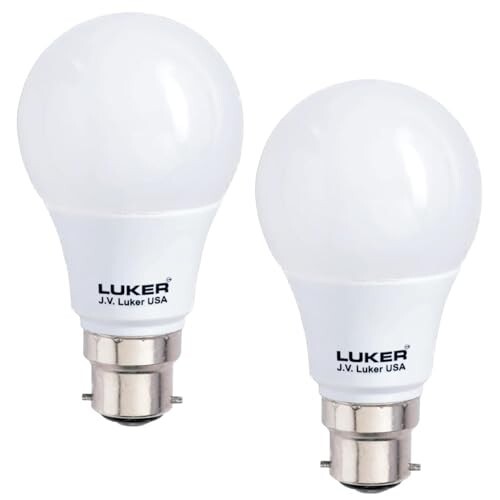 LUKER JVLuker 9W LED Bulb B22 Base Energy Efficient 1 Star Light 120 Degree Wide Beam Coverage High CRI Surge Protection Lights for Home and Office, 1 Year Warranty (Pack of 2, Warm White)