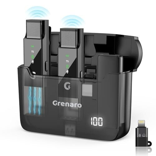 GRENARO S13 Wireless Mic for YouTube Recording, Collar Microphone with 3-Level Noise Reduction, 30m Range, 30H Battery