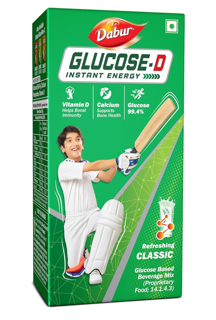 Dabur Glucose-D Instant Energy Drink Powder - 1kg (Carton)| Enriched with Vitamin D & Calcium | 99.4% Glucose Quick Energy Replenishment Formula | Easy to Mix Refreshing Drink