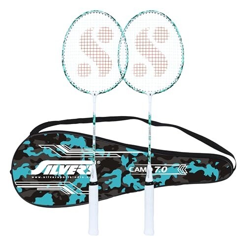Silver's Aluminium Camo 7.0 Badminton Kit (2 Racquets with Full Cover)(Green/White)