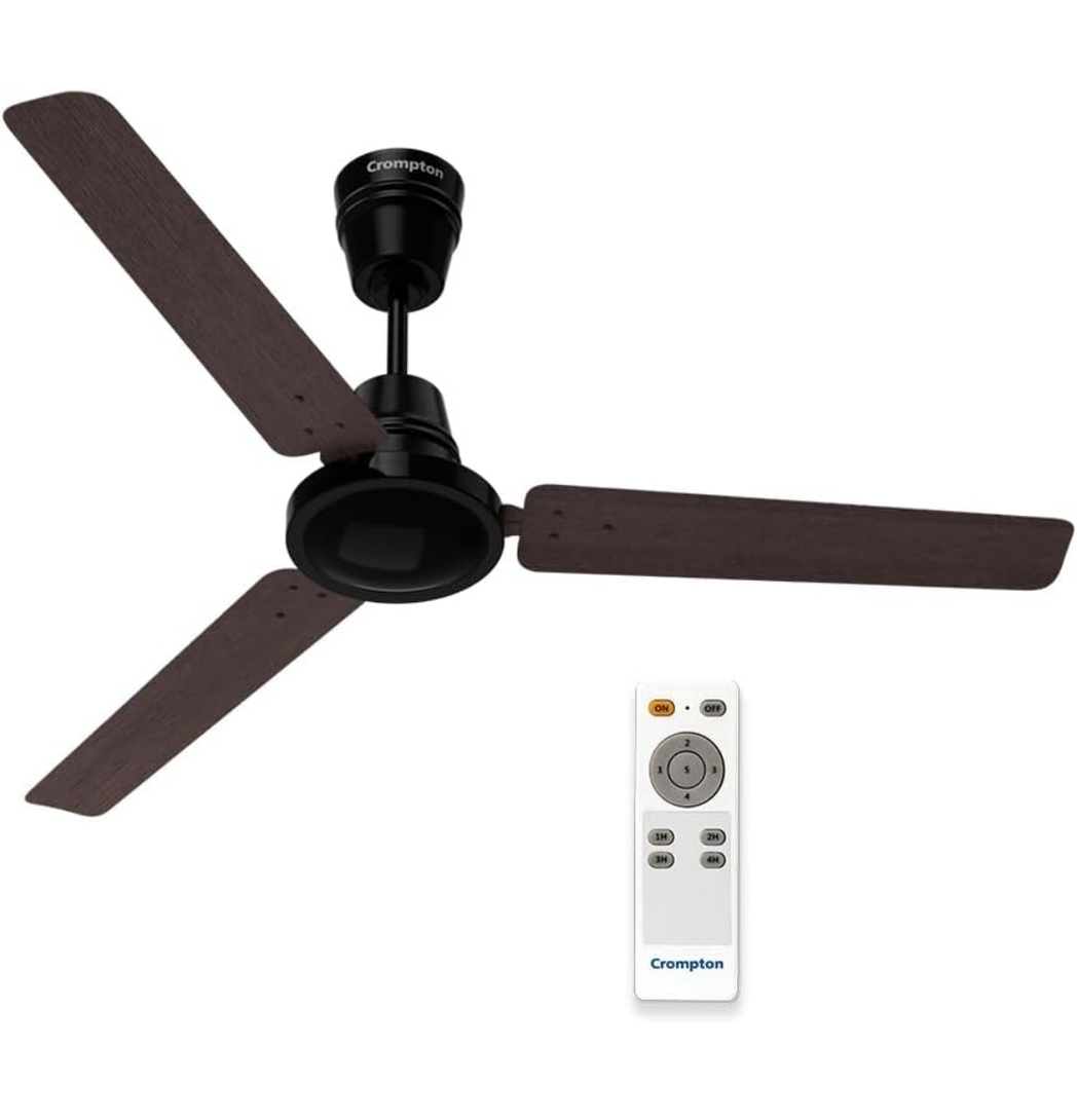 Crompton Energion HS Wood 1200mm (48 inch) High Speed 5S Energy Efficient BLDC Ceiling Fan (Dark Walnut), Pack of 1