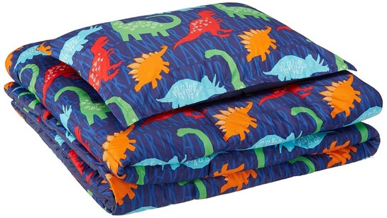 AmazonBasics Kid's Comforter Set - Soft, Easy-Wash Microfiber - Twin, Multi-Color Dinosaurs