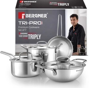 BERGNER Tripro Triply Stainless Steel 7 Pcs Induction Bottom Cook...more