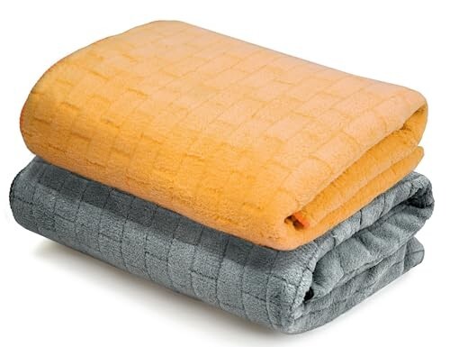 Cortina Solid Towels for Bath Set of 2 (70 x 140 cm) 300 GSM Microfiber Bath Towels