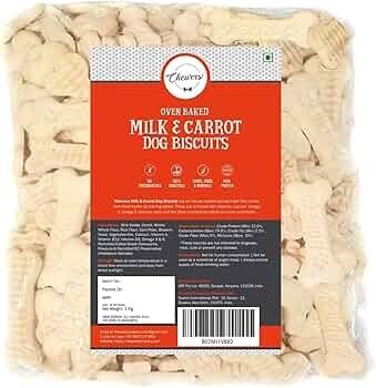 Chewers Oven Baked Real Carrot & Milk Dog Biscuits, Dog Treat 1 Kg (Pack of 2)