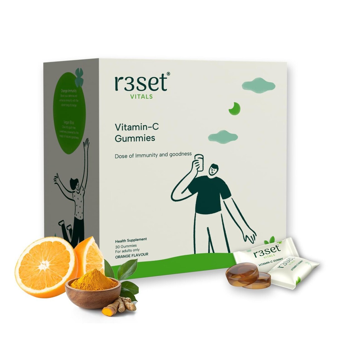 R3SET Vitamin C Gummies for Immunity & Skin Health & Glow - 30 Days