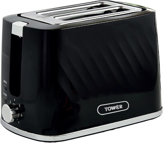 Tower Windsor 2 Slice Pop Up Toaster with Self Centring Slots, 7 Browning Levels, 800W Fast Heating