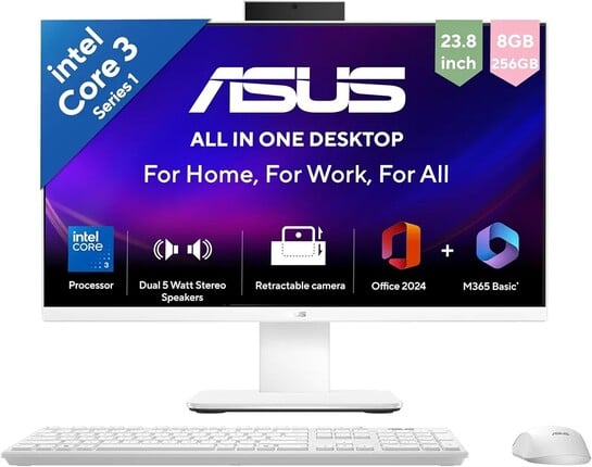 ASUS V440 (2026),Intel Core 3 100U (i3-14th Gen),Intel iGPU,8GB/256GB,FHD,23.8"(60.45 cm)