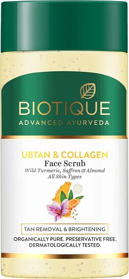 Biotique Ubtan & Collagen Tan Removal Face Scrub for Lighter For Men & Women-25ml
