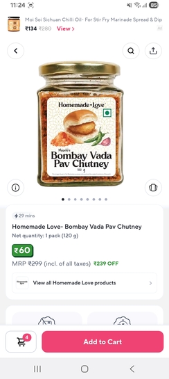 Zepto; Vada pav chutney at 60
