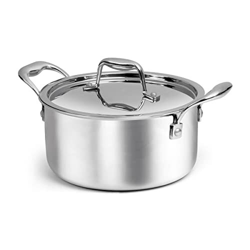 SignoraWare Artista Triply Stewpot Stainless Steel Induction Compatible Triply with Steel Lid (Induction and Gas Compatible), 26cm, Capacity 6700ml, Silver