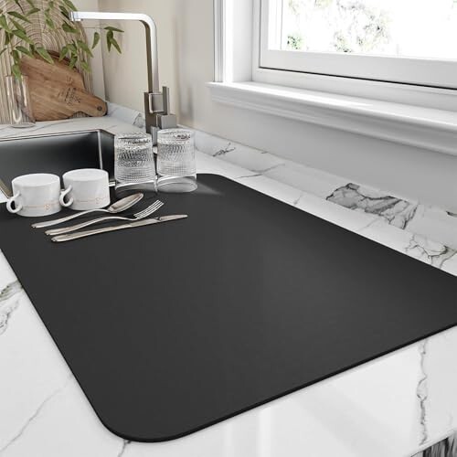 Dish Drying mat for Kitchen Water Absorbent mats for Kitchen Utensils Large Dry mat for Kitchen Utensils Drying mat Water Absorbent mats for Kitchen Large Size 58x38cm (Design 5)