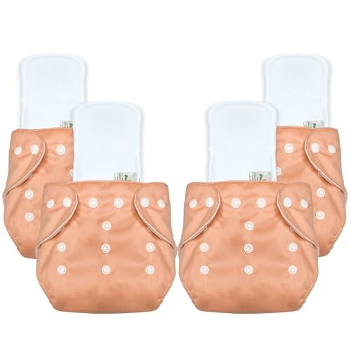 Bumpers Baby Reusable Cloth Diaper with Insert Pad | Leak-Proof, Super Absorbent & Ultra Soft | Adjustable & Washable Cloth Diaper | Prevent Rashes | Freesize 5-17Kg | (3M-3Y), Pack of 4, Orange