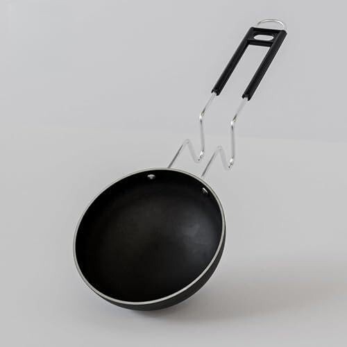 Healthy Cast Iron Tadka Pan - PFOA-Free, Less Oil, Unbreakable Handle, 12 cm Diameter, 0.35 L Capacity (IRON-TARKI-12), Multicolor