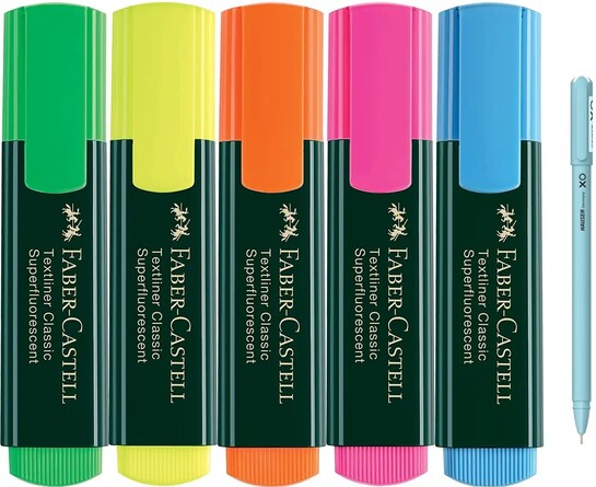 FABER-CASTELL Highlighter Set Of 5 With Xo Pen (Set of 5, Multico...more