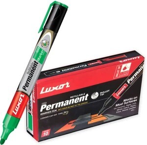 LUXOR Refillable Green Permanent Marker (Set of 10, Green)