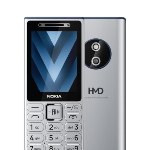 Nokia 210 4G DS Keypad Mobile Phone | Video Calling & Chatting via Xpress Chat Compatible with Smartphones | Dedicated AI Button | Long Lasting Battery| Cloud Phone Apps | 1‑Year Replacement | Silver