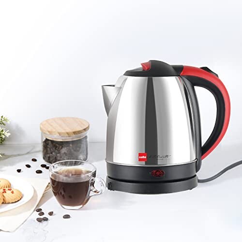 CELLO Stainless Steel Quick Boil Primo 1.5 Litre Electric Kettle Watts, Red, 1350 Watt