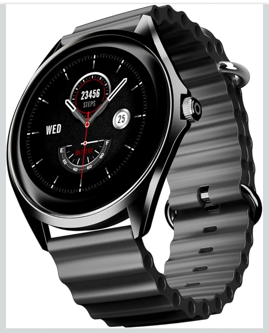 boAt Ultima Aeris 1.43" AMOLED Display, 1000 nits Brightness, Ultra Slim 8mm Metal Build, IP68, Auto HR & SpO2 Monitoring, Sleep & Stress Tracking, Stylish Smartwatch for Men & Women (Active Black)