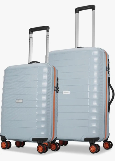 Aristocrat Altitude Set of 2 (Cabin+Medium) Trolley Bags, Surf Spray 8-Wheels, Polypropylene Case, Spacious, Combination Lock, Sturdy Zipper, Lightweight Travel Luggage, 3-Year Global Warranty