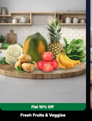 Extra 10 % off on fruits and vegetbales