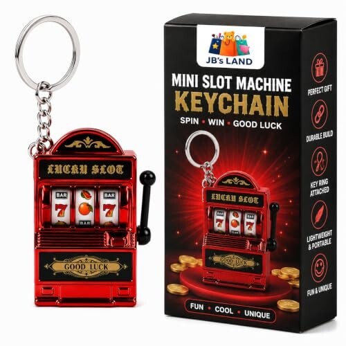 Mini Slot Machine Keychain with Spinning Reels Lucky Game Toy Red Gift 