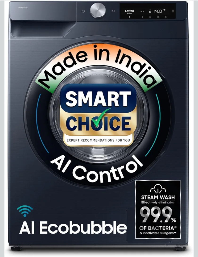 Samsung Smart Choice 9 kg, 5 Star, AI Control, AI Ecobubble, Super Speed washing machine