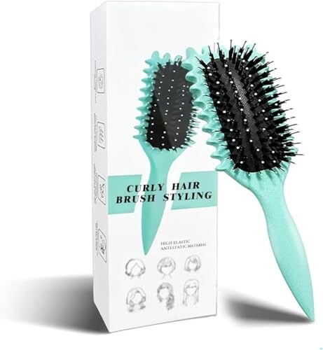 Curly Hair Styling Brush with Soft Bristles, Vented Hair Brush 