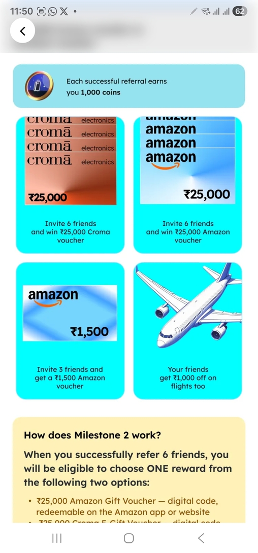 Scapia - Refer 6 friends and get Rs. 25000 Amazon or Croma Gv
