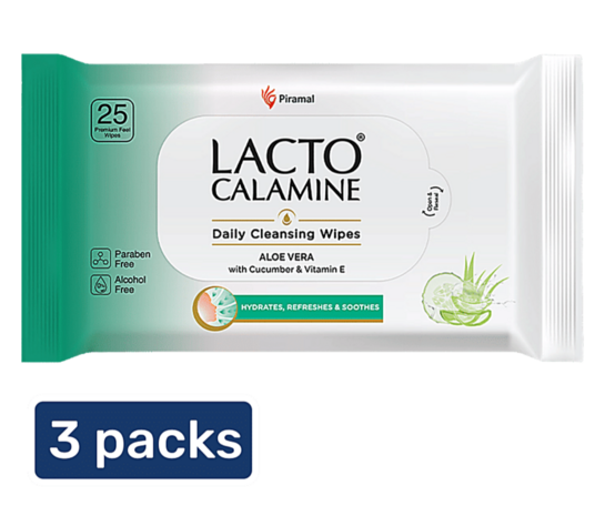 Bigbasket - Lacto Calamine Daily Cleansing Face Wipes 3 × 25 Pcs