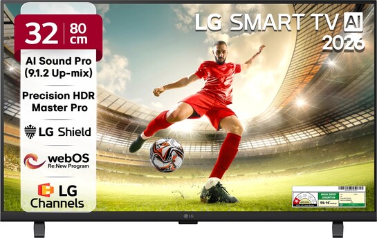 LG AI LB65 80 cm (32 inch) Full HD LED Smart WebOS TV 2026 Edition with Alpha5 AI Processor Gen9, HDR10 Pro, AI Magic Remote Compatible, AI Sound Pro (Virtual 9.1.2 Up-mix), 60 Hz Refresh Rate 5 YearsOS upgrade