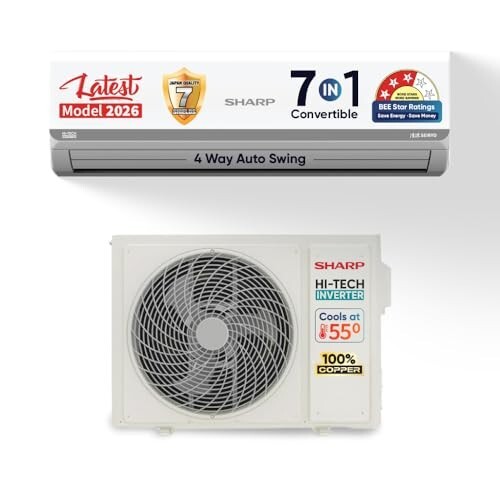[Coupon + HDFC CC EMI] Sharp 1.37 Ton 3 Inverter Split AC, 7-in-1 Convertible