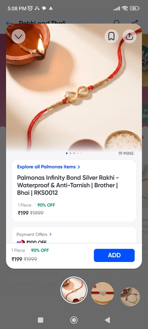 Palmonas rakhi @90%disount with free diamond bracelet worth 3500